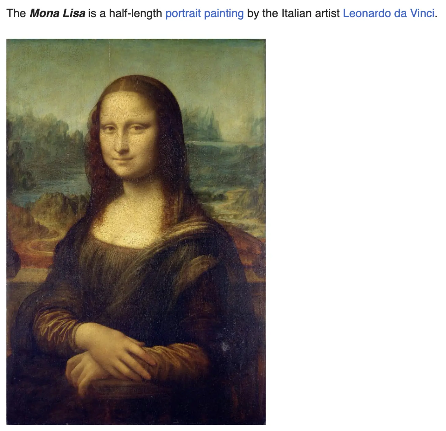 The email with Mona Lisa after downsizing the image attachment, as seen in Gmail's web interface